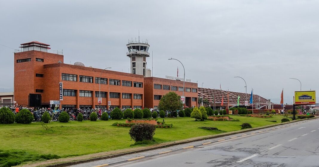 Tribhuvan International Airport in Kathmandu, where a bird strike at Kathmandu airport disrupted flights