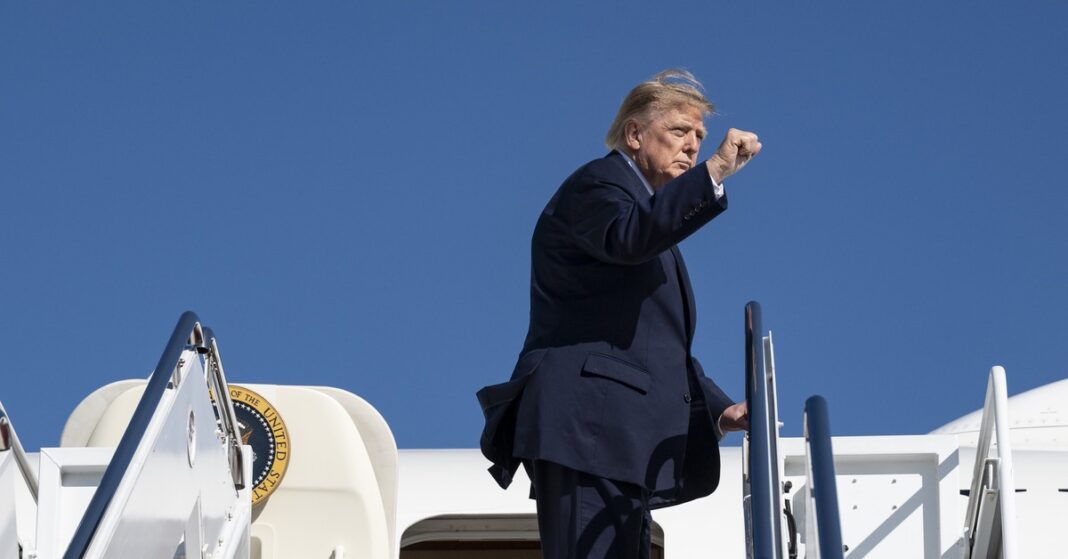 President Donald Trump at Joint Base Andrews — Trump says Iran war will be wrapped up soon (file photo)
