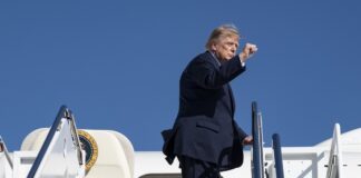 President Donald Trump at Joint Base Andrews — Trump says Iran war will be wrapped up soon (file photo)