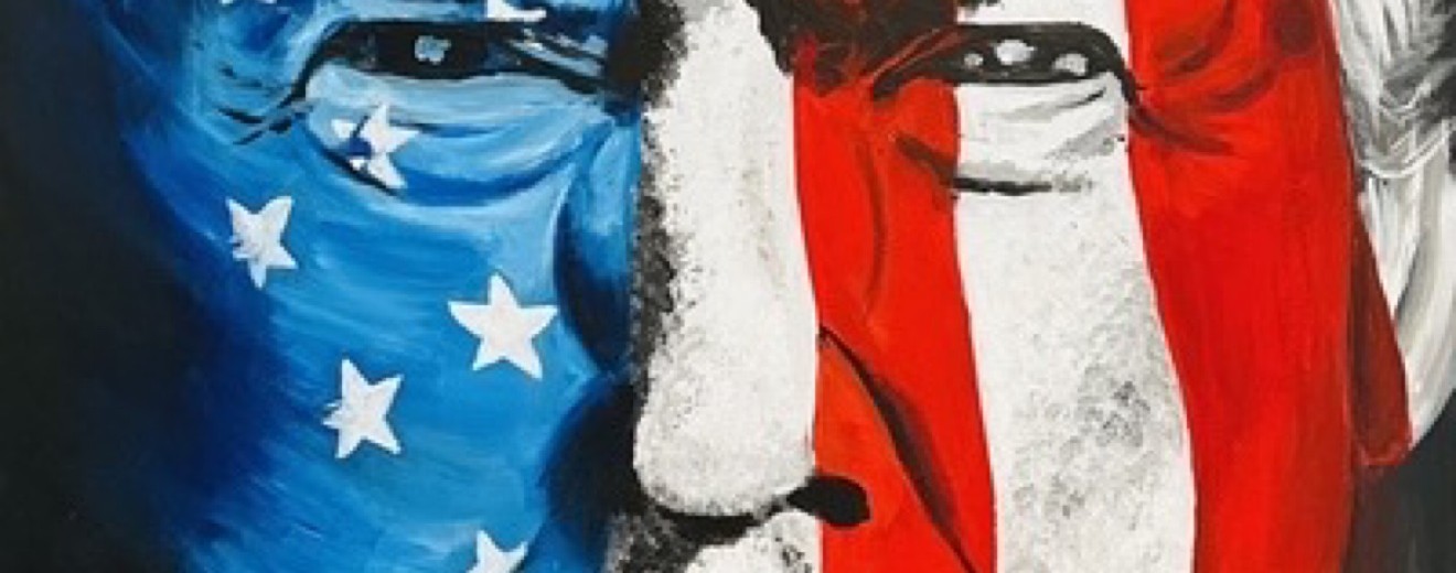 Illustration of President Donald Trump with the American flag