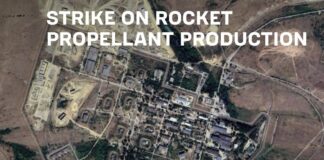 Satellite view of the Kamensky Combine, a Russian propellant plant in Kamensk-Shakhtinsky, Rostov region, released by Ukraine's General Staff.