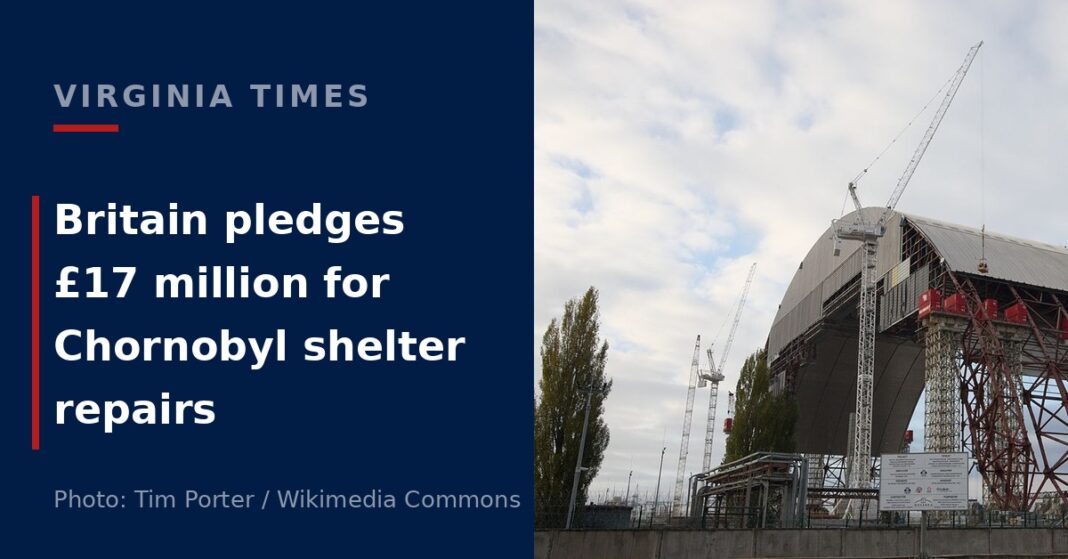 The New Safe Confinement shelter at the Chornobyl nuclear plant in Ukraine, the focus of the Chornobyl shelter repairs funded by Britain.