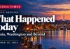 What Happened Today: Virginia, Washington and Beyond. Virginia evening briefing banner for October 30, 2026, with white lettering over an illustrated Potomac waterfront at dusk.