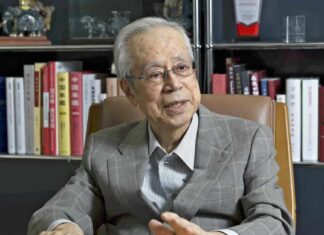 Former Japanese Prime Minister Yasuo Fukuda Dies at 90 Yasuo Fukuda dies at 90; the former Japanese prime minister is pictured seated in front of bookshelves.