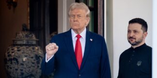 President Donald Trump greets Ukrainian President Volodymyr Zelenskyy at the White House